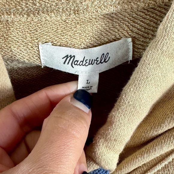 Madewell dip dye drawstring hoodie sweatshirt in tan size L - Picture 3 of 8
